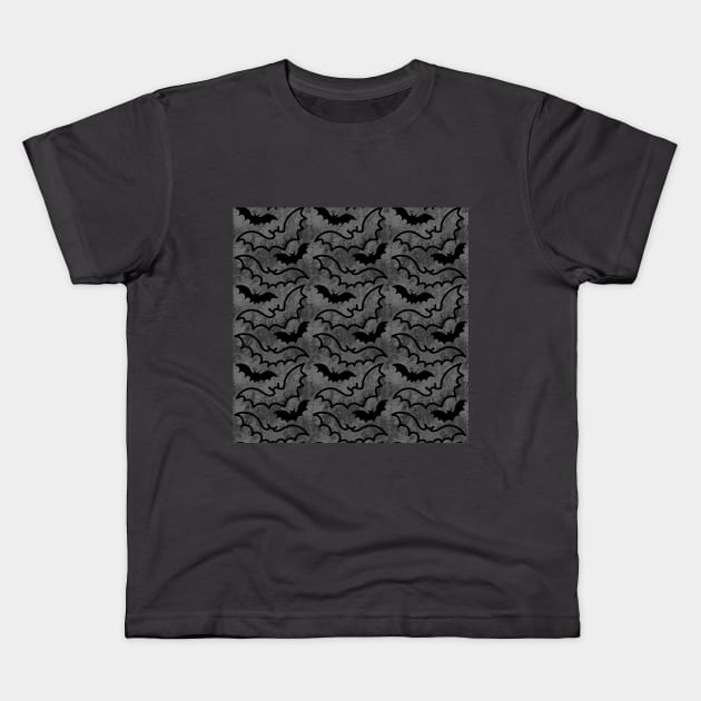 Flying Bats Vampire Dark Pattern Kids T-Shirt by DeneboArt